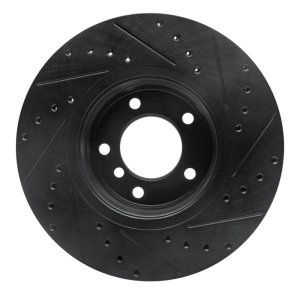 BMW 525i Brake Rotor (1) - Front Left - R1 Concepts - Drilled & Slotted - Black - `04-`10